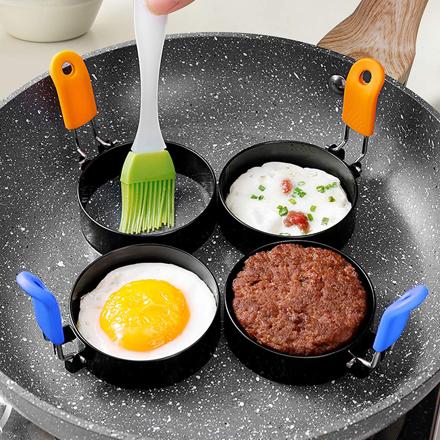 5PCS Egg Ring Stainless Steel Tool Round Omelette Mold for Frying Muffins Pancake Sandwiches